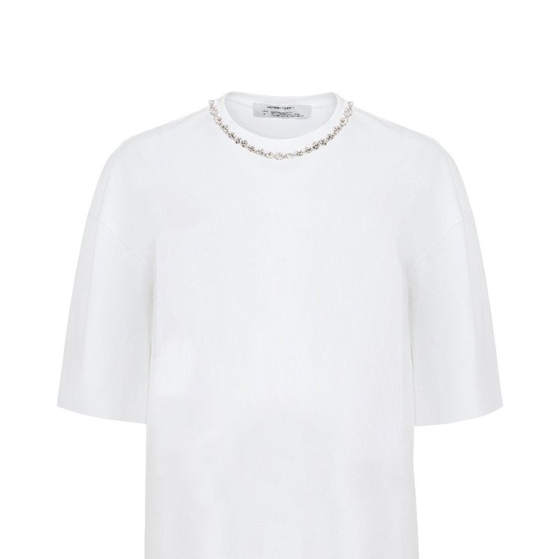 Shop Nocturne Crystal Stone T-shirt In White