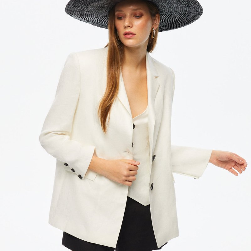 Nocturne Double-breasted Linen Jacket In White