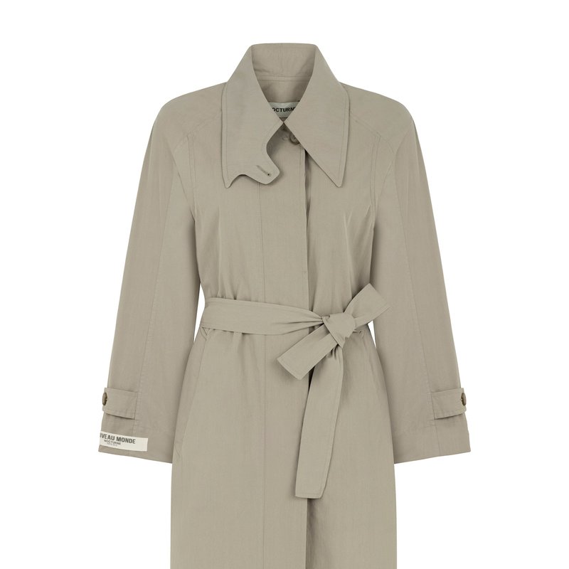Shop Nocturne Double-breasted Oversized Trench Coat In Grey