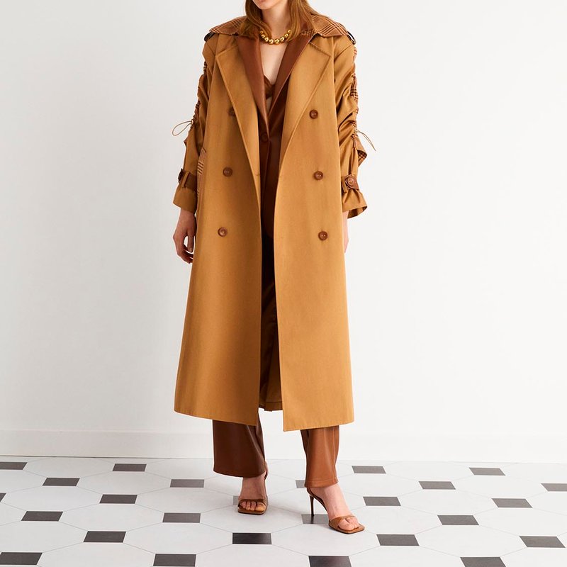 Shop Nocturne Double-breasted Trench Coat In Brown