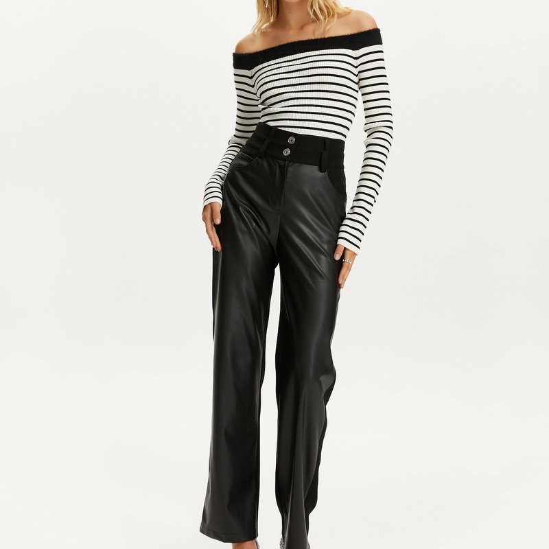 Nocturne Double Waisted Straight Pants In Black