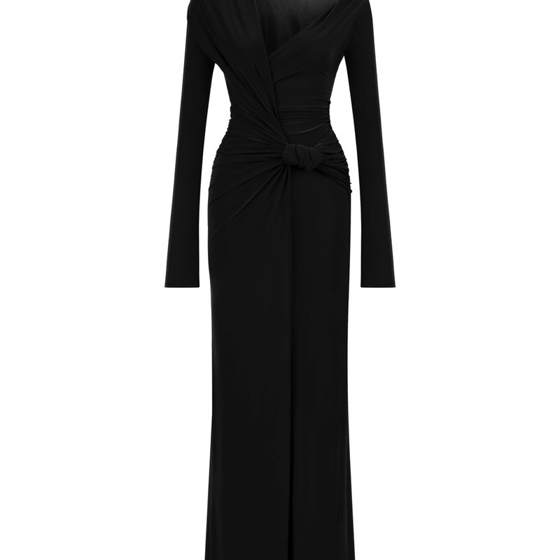 Shop Nocturne Draped Long Dress In Black