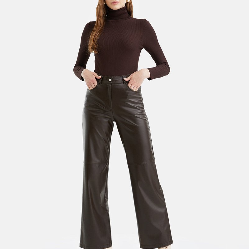 Shop Nocturne High-waisted Wide Leg Pants In Brown