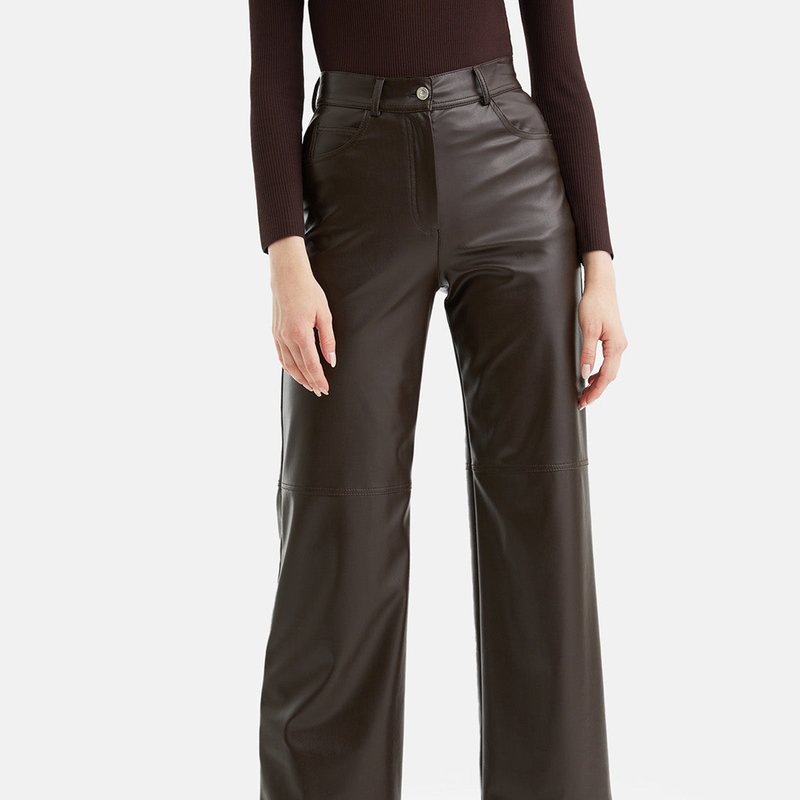 Shop Nocturne High-waisted Wide Leg Pants In Brown