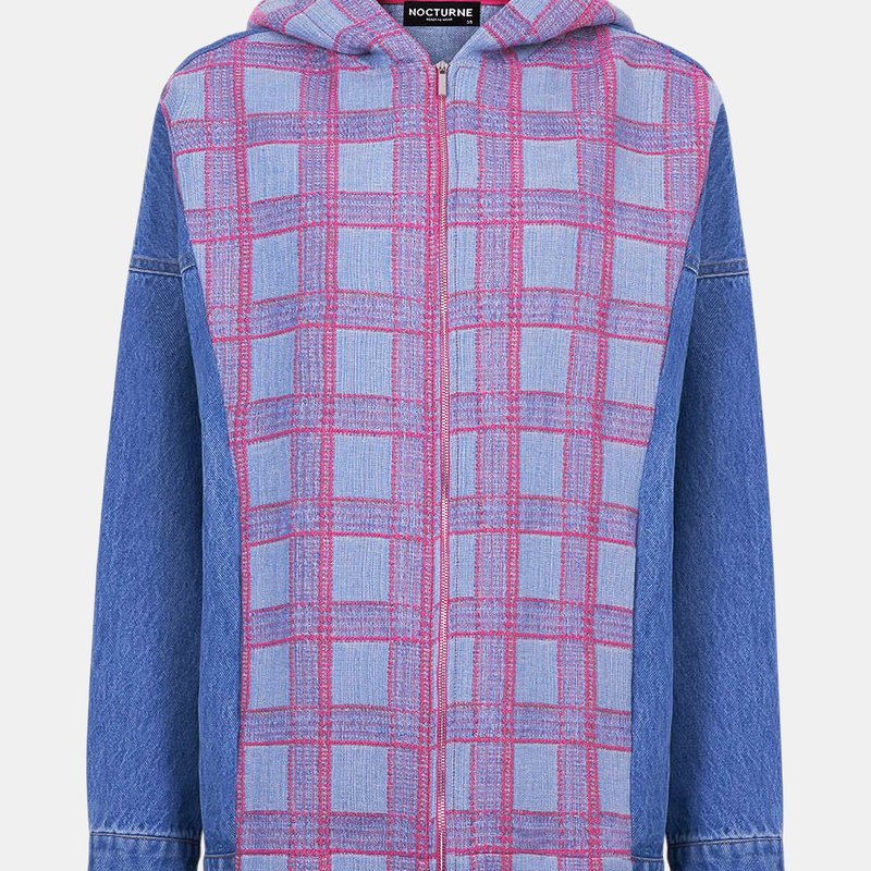NOCTURNE HOODED PLAID AND JEAN JACKET