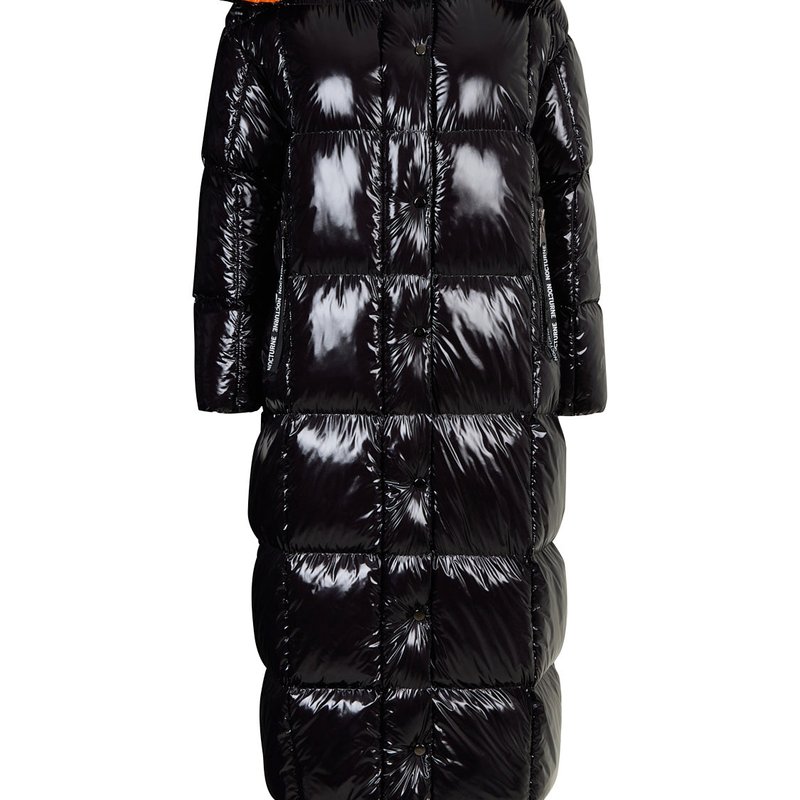 Nocturne Women's Black Hooded Puffer Coat