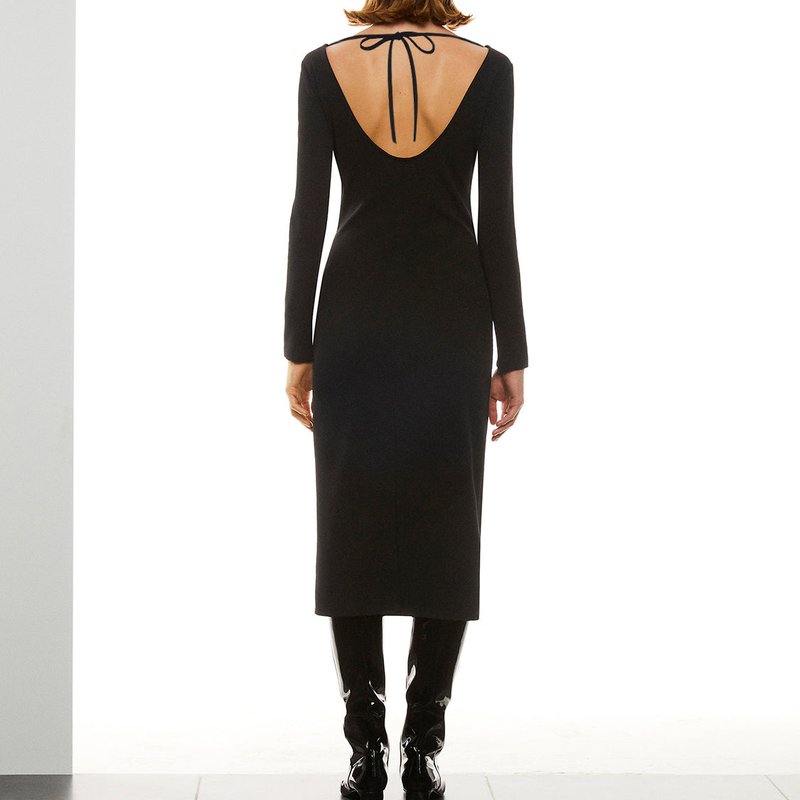 Shop Nocturne Horseshoe Cut Out Midi Dress In Black