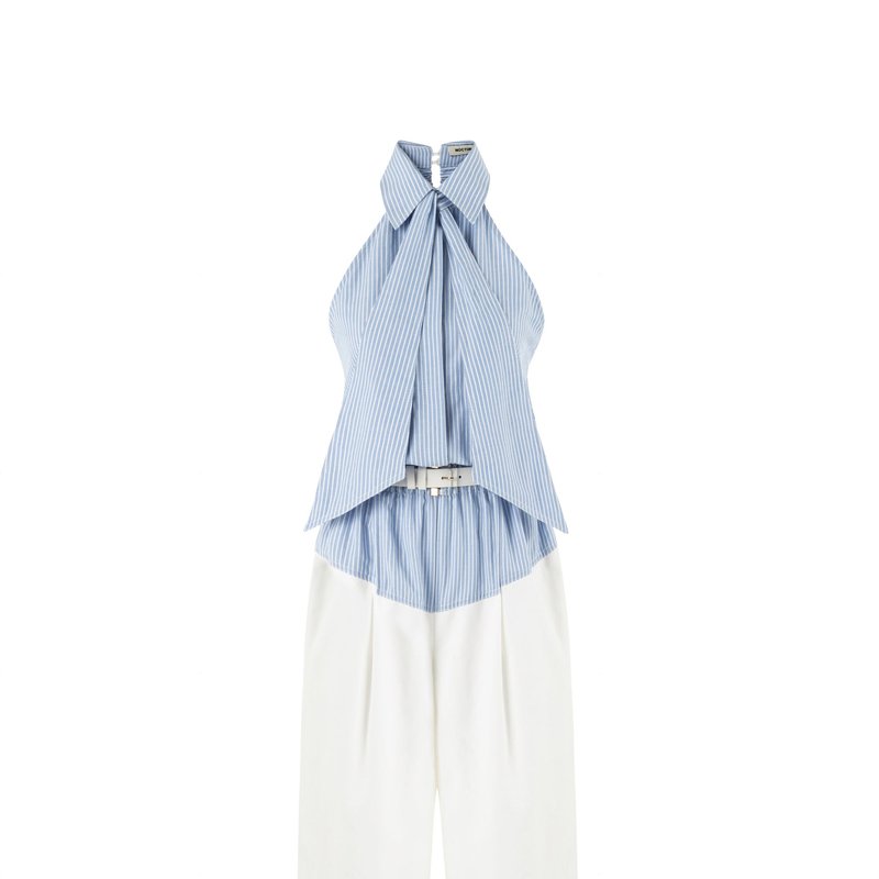 Shop Nocturne Jumpsuit With Tie In Blue