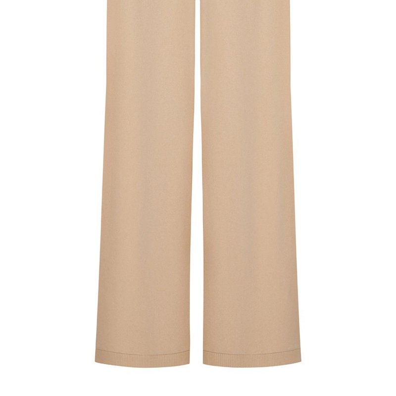 Nocturne Knit Wide-leg Pants With Darts In Brown