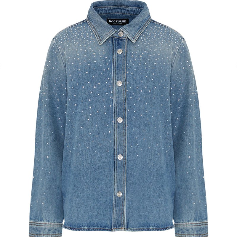Shop Nocturne Lapel Collar Jean Jacket In Blue