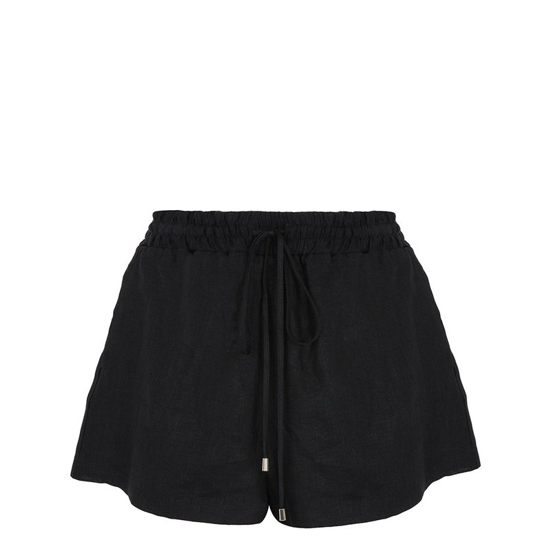 Shop Nocturne Mini Linen Shorts In Black