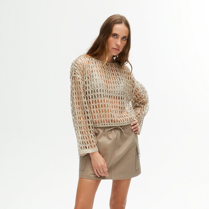 Shop Nocturne Mini Skirt With Pockets In Brown