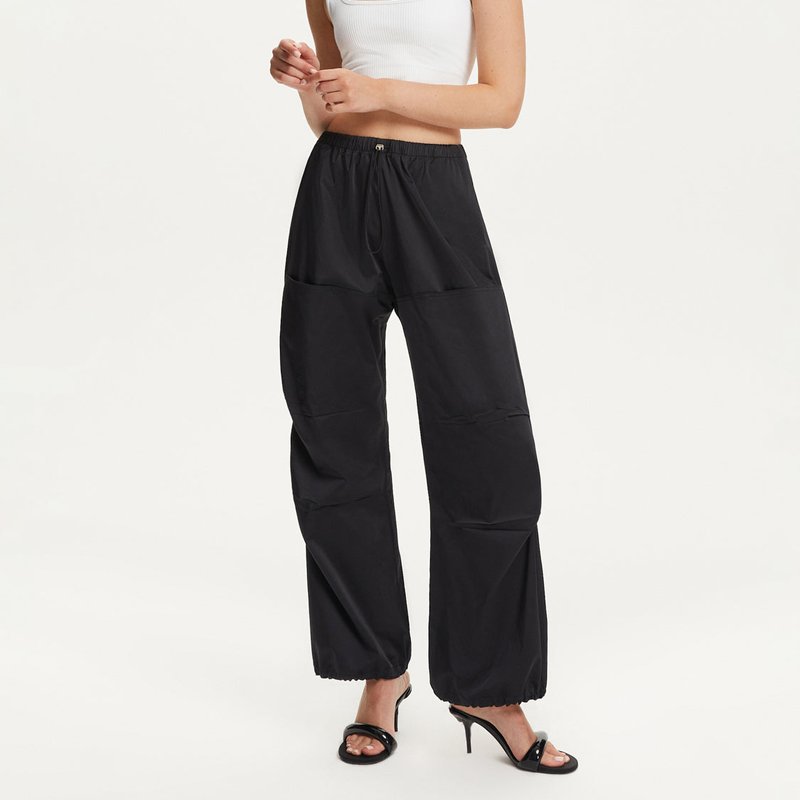 Shop Nocturne Pleated Satin Loose Fit Pants In Black