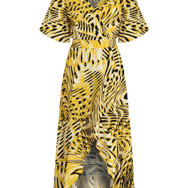 Nocturne Printed Asymmetrical Dress In Yellow