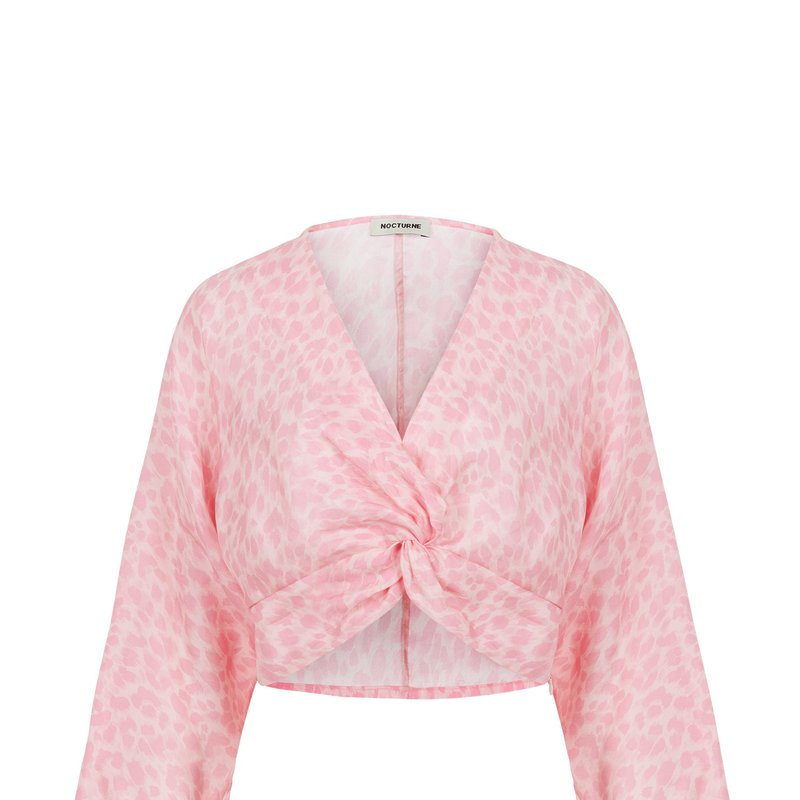 Nocturne Women's Printed Crop Blouse In Pink