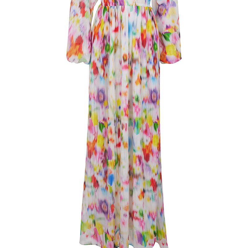 Shop Nocturne Printed Long Dress In White