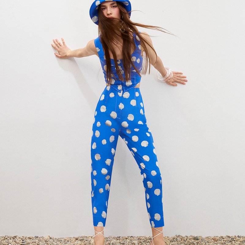 Shop Nocturne Printed Slouchy Pants In Blue