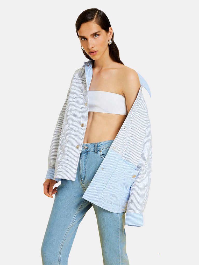 Quilted Oversized Shirt Jacket - Multi-colored