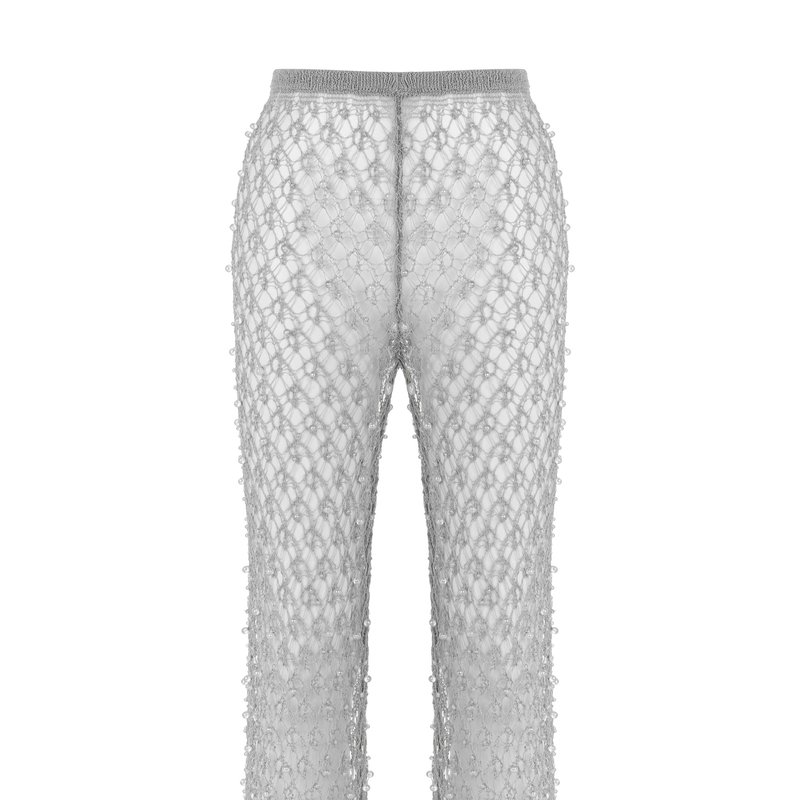 Nocturne Shimmering Threaded Mesh Pants In Gray