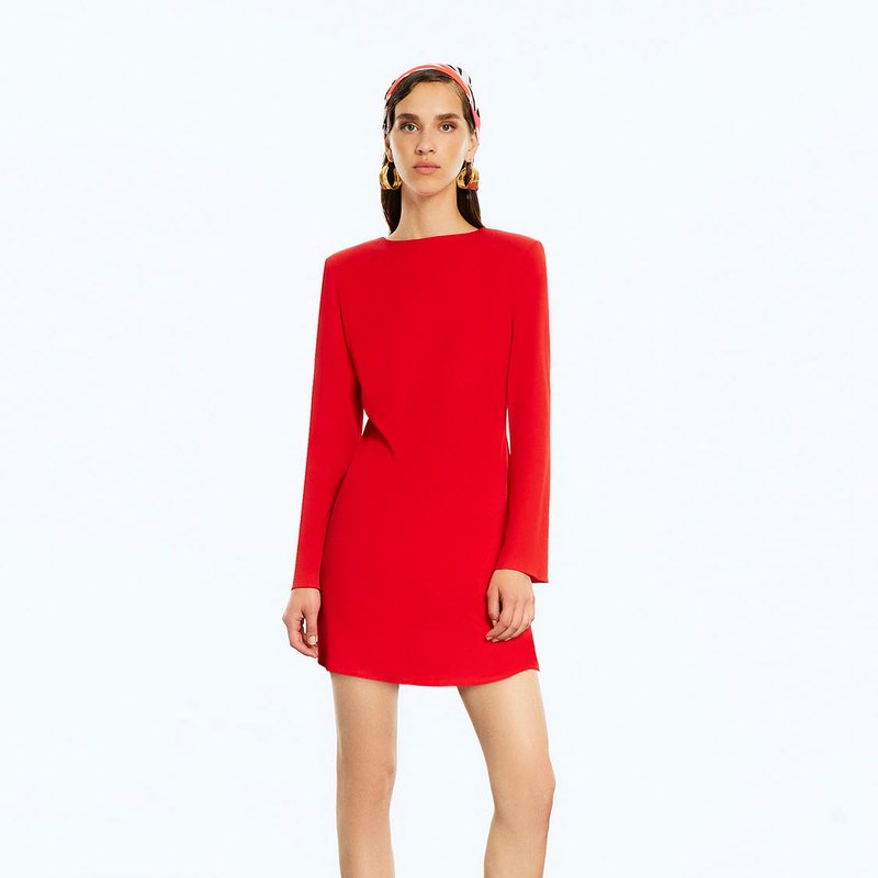 Shop Nocturne Shoulder Pad Mini Dress In Red