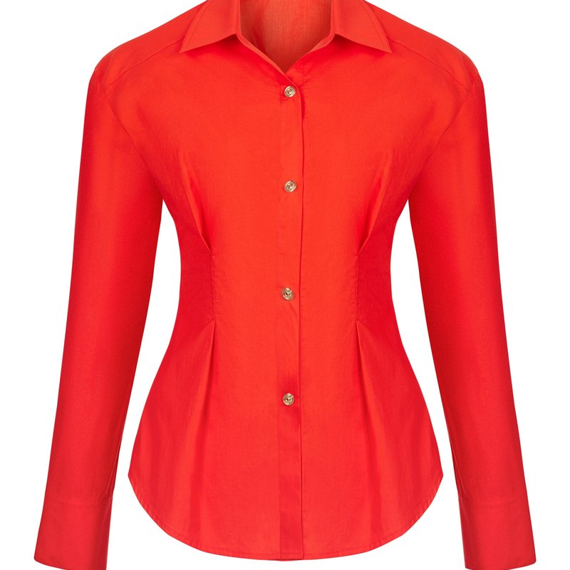 Nocturne Women's Shoulder Pad Slim Fit Shirt In Red
