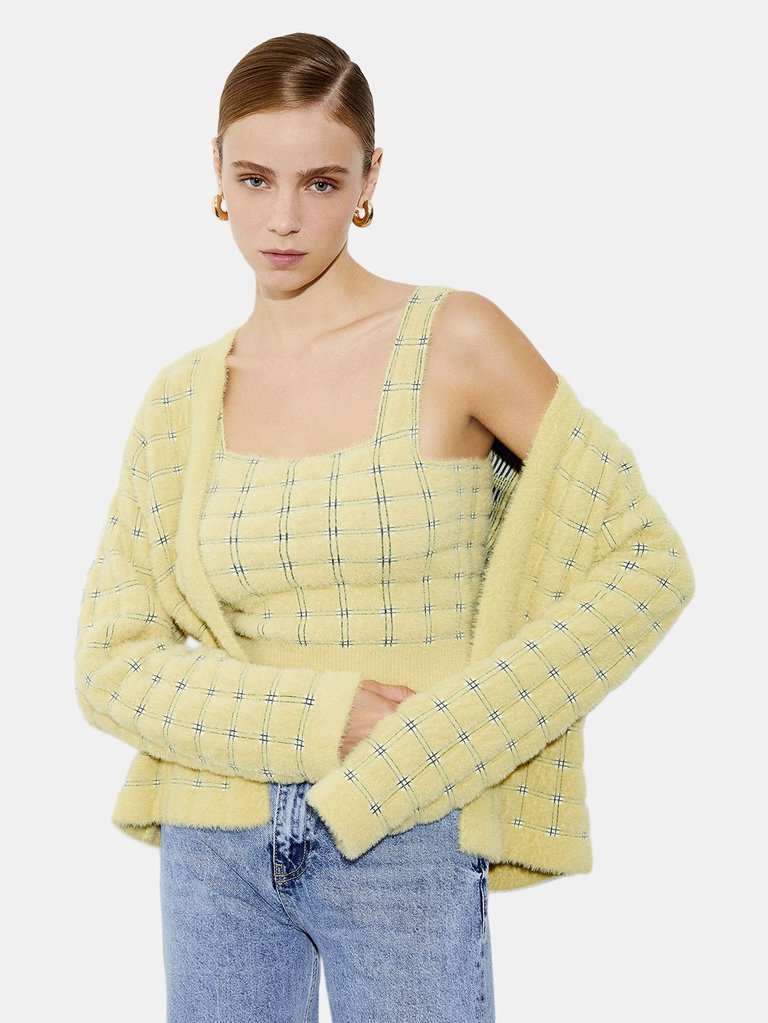 Soft Textured Plaid Crop Top - Multi-Colored