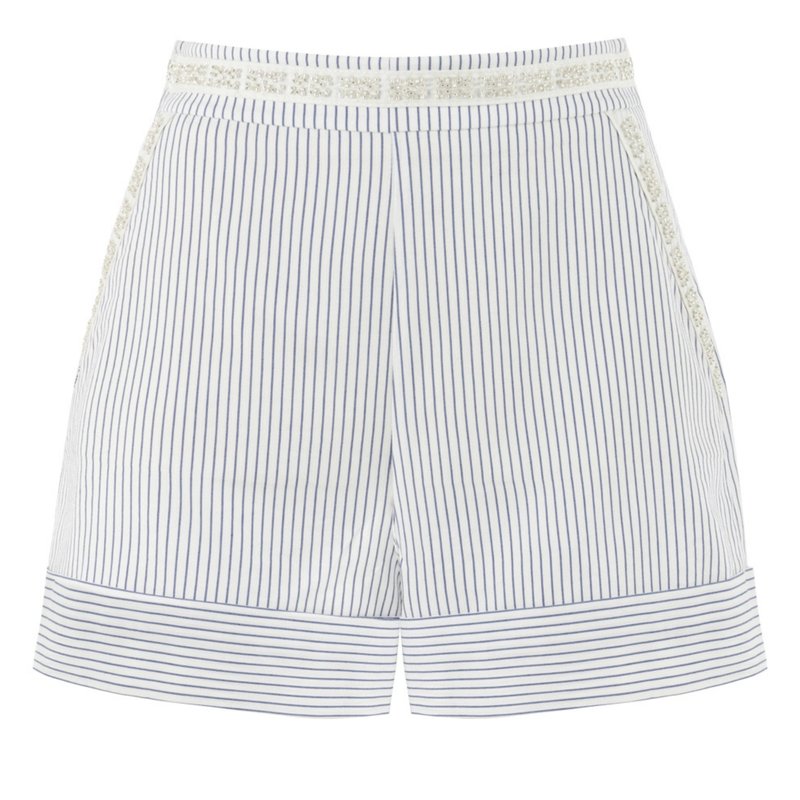 Shop Nocturne Striped Shorts In White