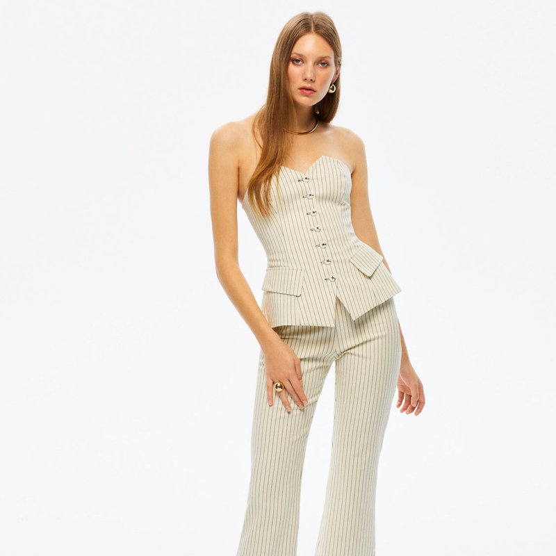 Nocturne Striped Wide-leg Pants In White