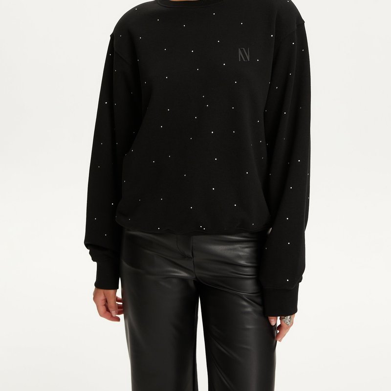 Nocturne Women's Studded Sweatshirt In Black