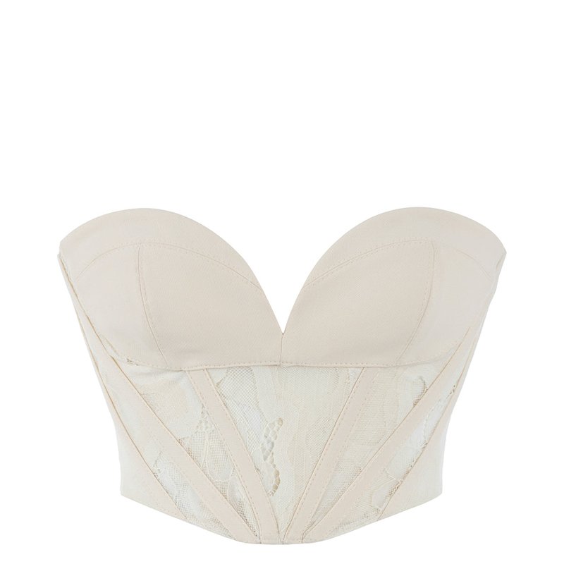Shop Nocturne Sweetheart Neck Crop Top In White