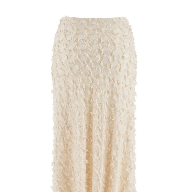 Shop Nocturne Tasseled Long Skirt In White