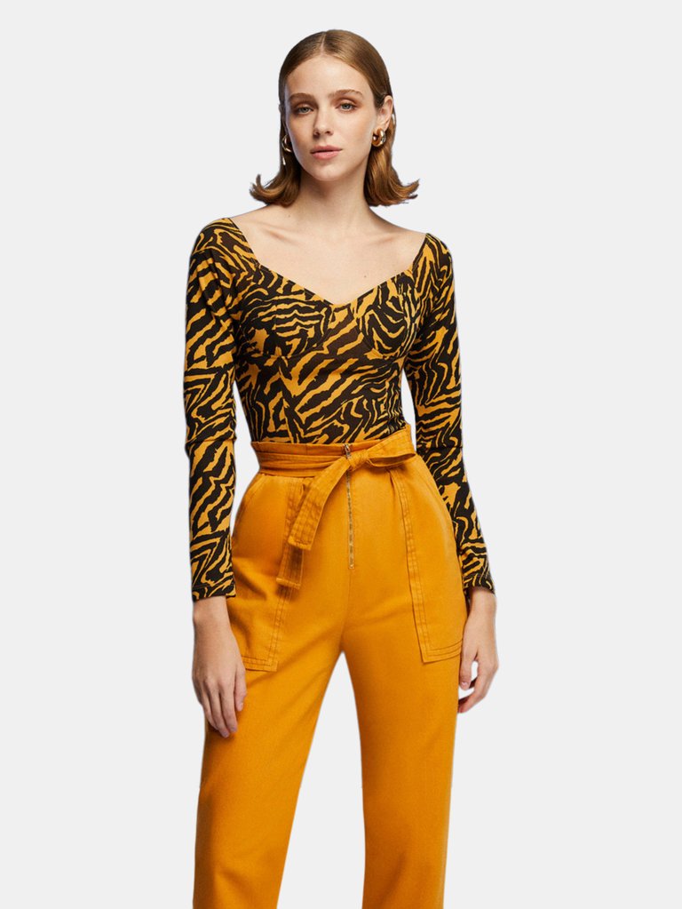 Tiger Print Bodysuit - Multi-colored