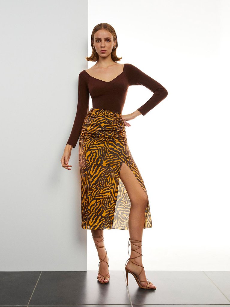 Tiger Print Skirt - Multi-colored
