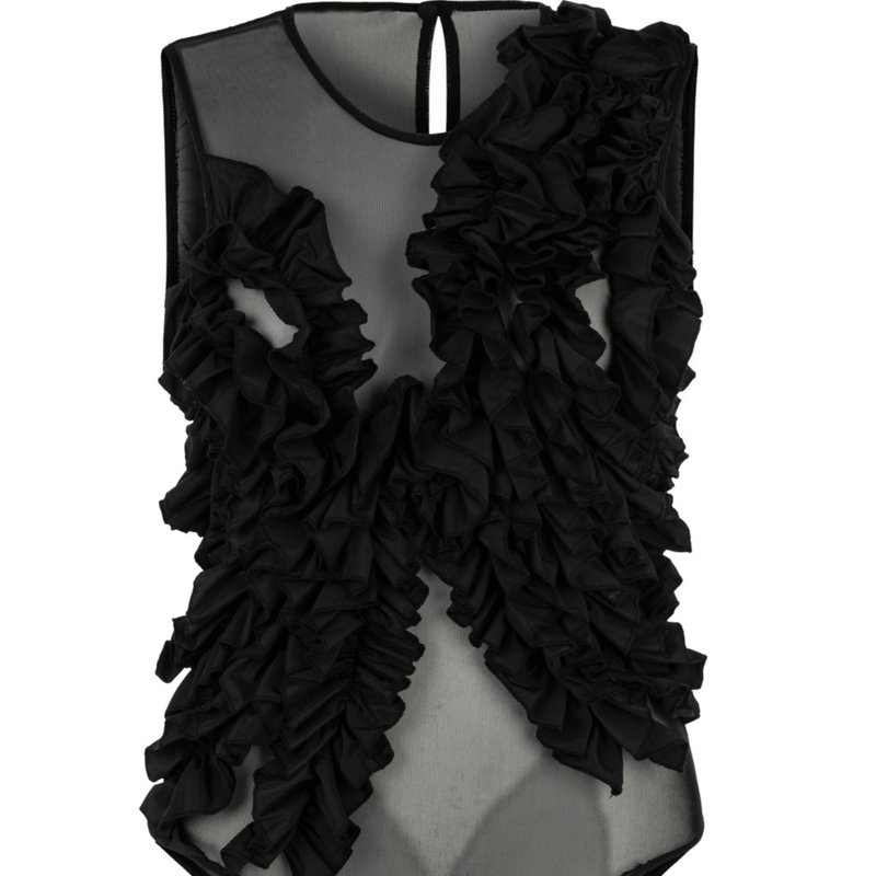 Shop Nocturne Tulle Body With Ruffle Detail Dress In Black