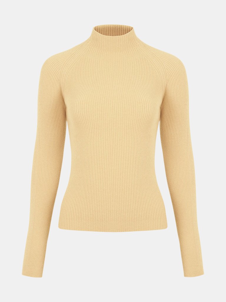 Turtleneck Knit Sweater - Yellow
