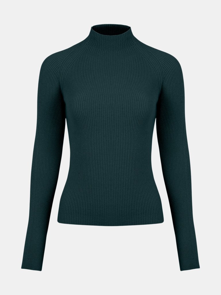 Turtleneck Knit Sweater - Petrol Green