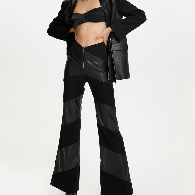 Shop Nocturne Two Toned High-waisted Flare Pants In Black