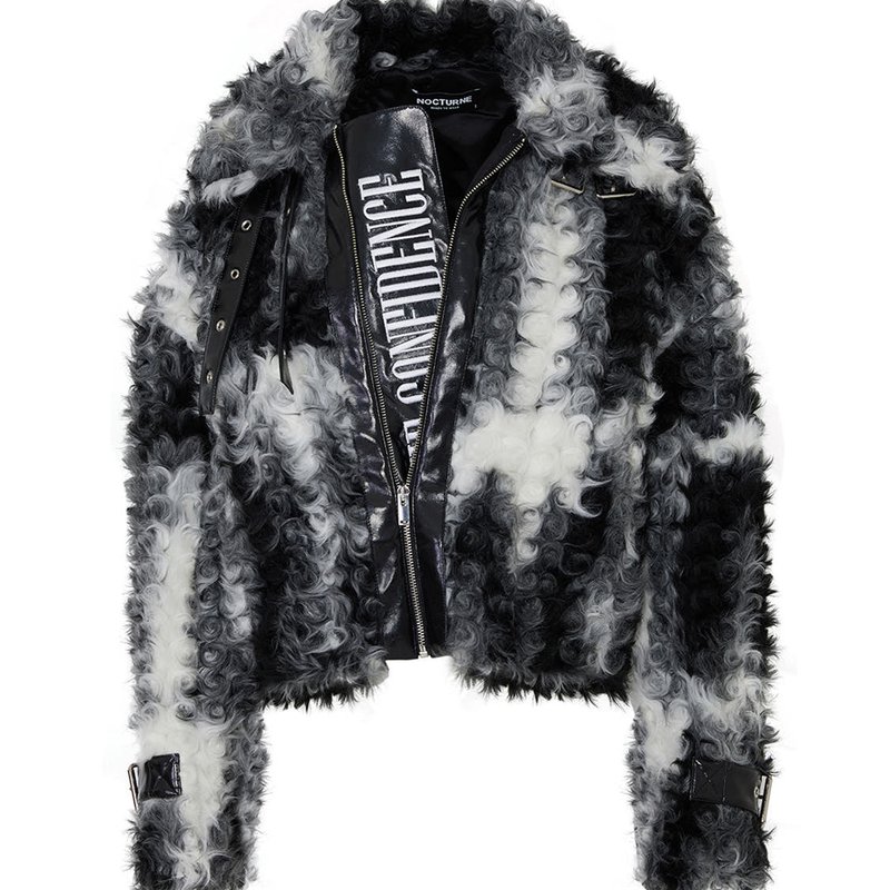 Shop Nocturne Wide Collar Faux Fur Coat In Black