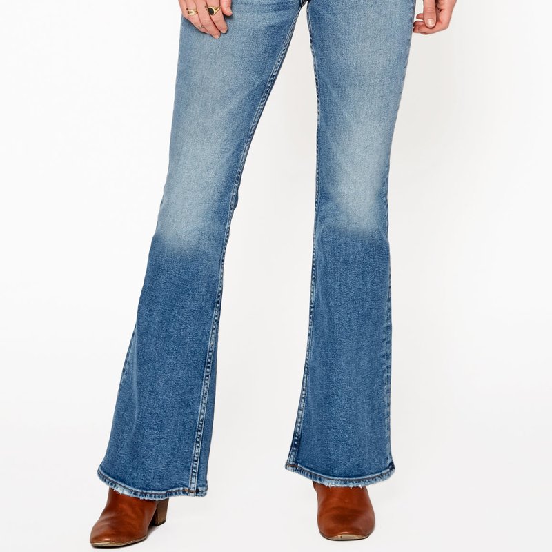 Noend Denim Grace Mid Rise Flare Jeans In Kodiak In Blue