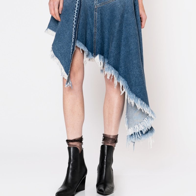Noend Denim Mandy Asymmetrical Denim Skirt In Blue