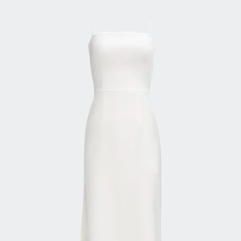 Nomi Fame Amara Crepe Satin Midi Dress With Adjustable Straps In White