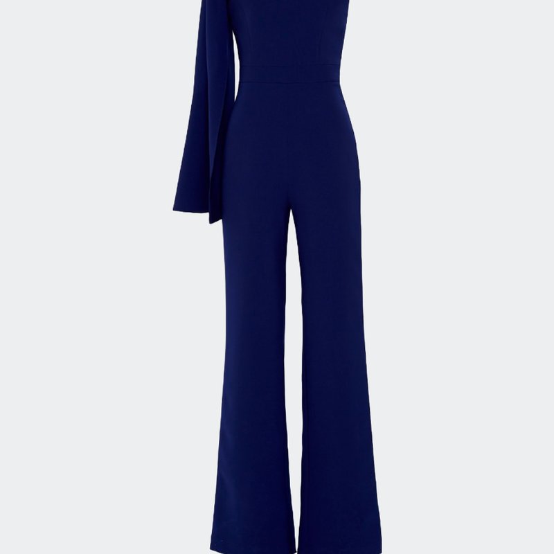 Nomi Fame Sophi One Sleeve Asymmetric Neckline Jumpsuit In Blue