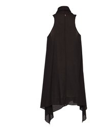 Black Ruffled Dress In Organic Cotton