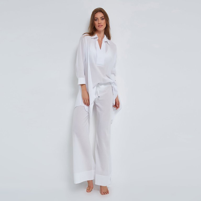 Pull-on Trousers - Organic Cotton - White