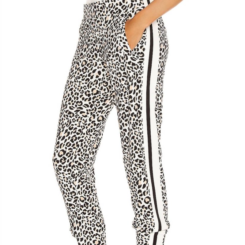 Shop Norma Kamali Side Stripe Jog Pant In Baby Leopard/offset Stripe In White