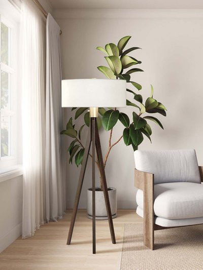 Nova of California Nova of California Tripod 58" Floor Lamp in Pecan and Brushed Nickel with Dimmer Switch product
