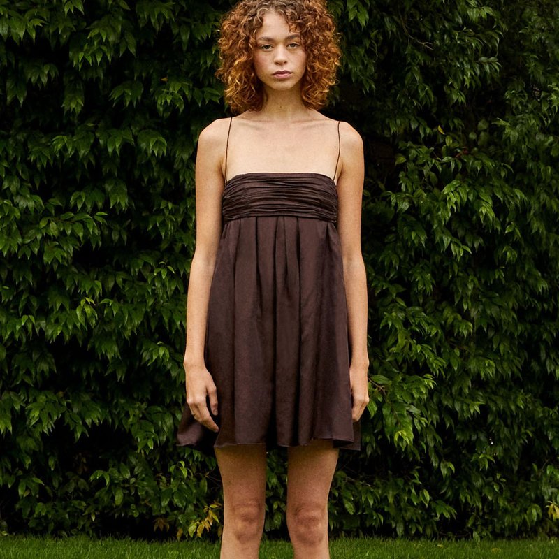 Nuaje Nuaje Isabelle Cotton Silk Mini Dress In Brown