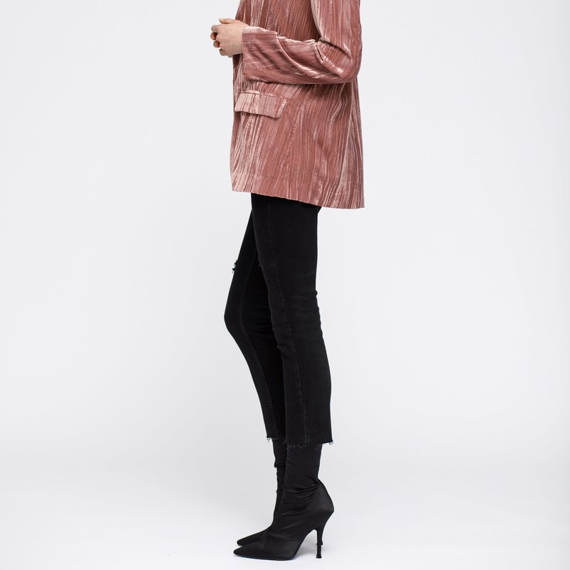 Nurode Women's Velvet Blazer With Flap Pockets In Rogue In Pink