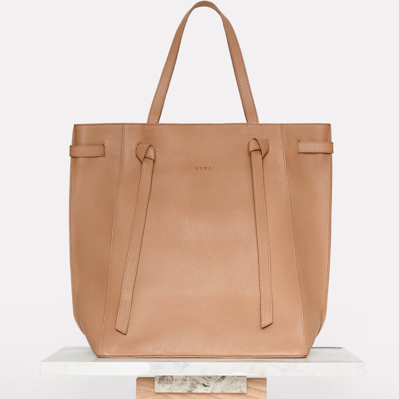 Nydj Large Leather Tote Bag In Brown