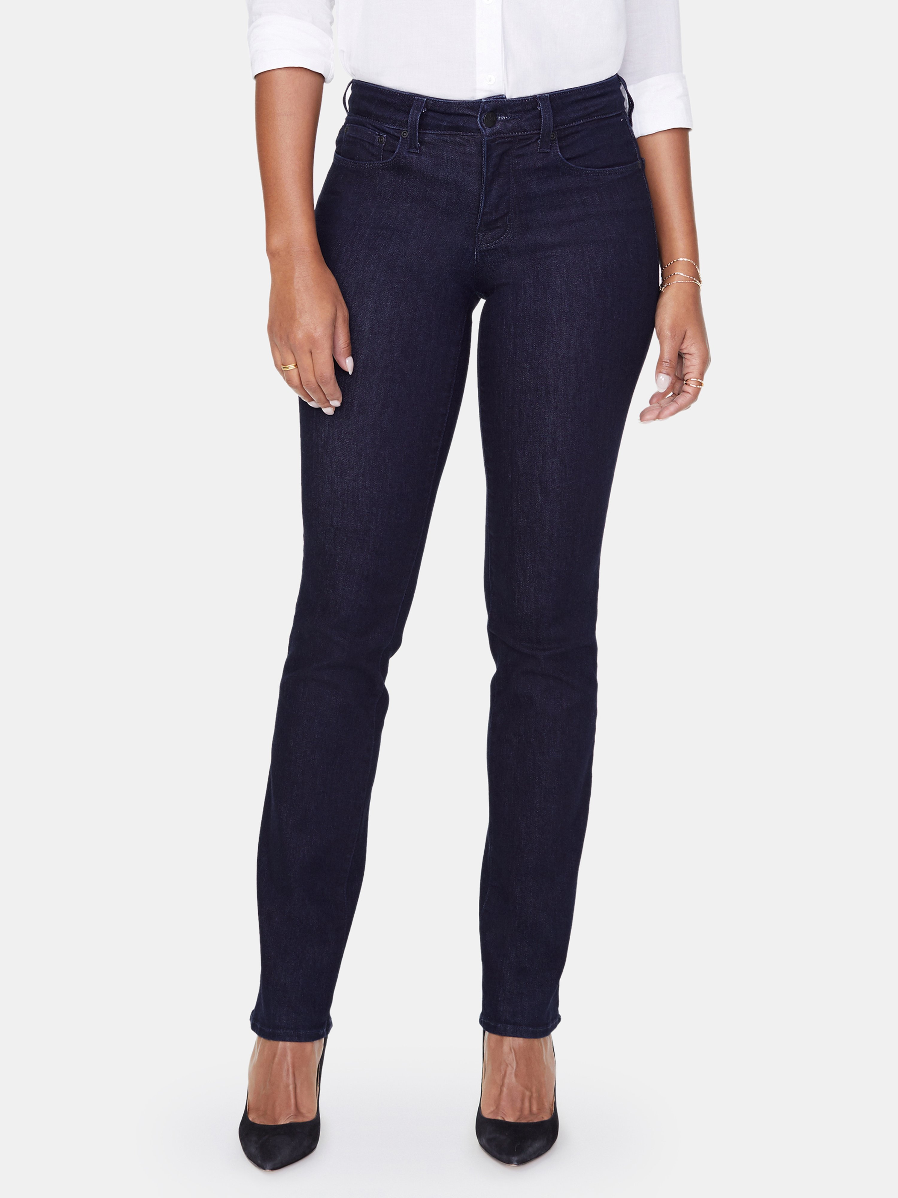 Nydj Marilyn High Rise Straight Jeans In Rinse